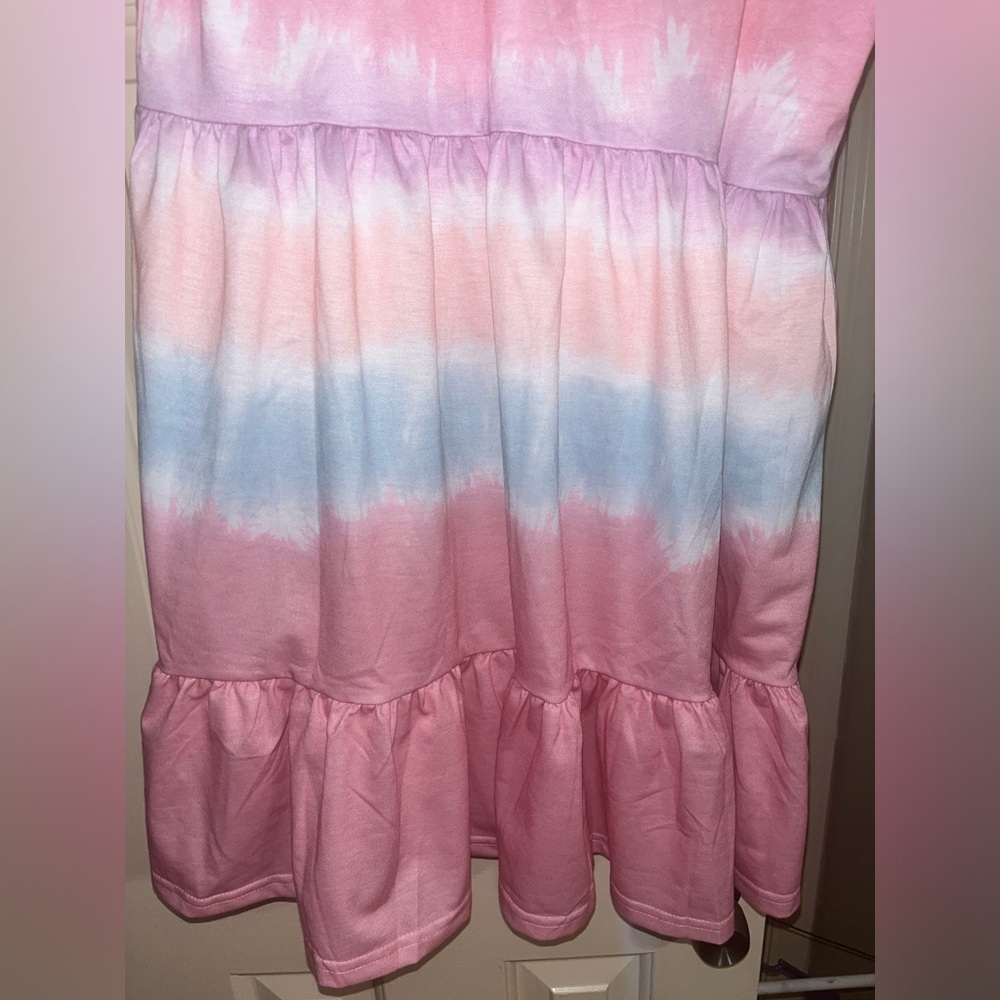 Simply Southern Pink Tie Dye Ruffle Dress - Picture 7 of 8